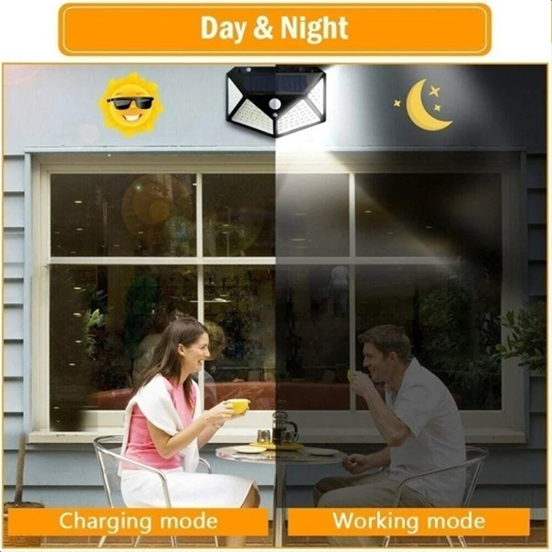 1/2/4/6Pcs 100 LED Wall Lights Outdoor Solar Lamp PIR Motion Sensor Solar Powered Sunlight Street Light for Garden Decoration