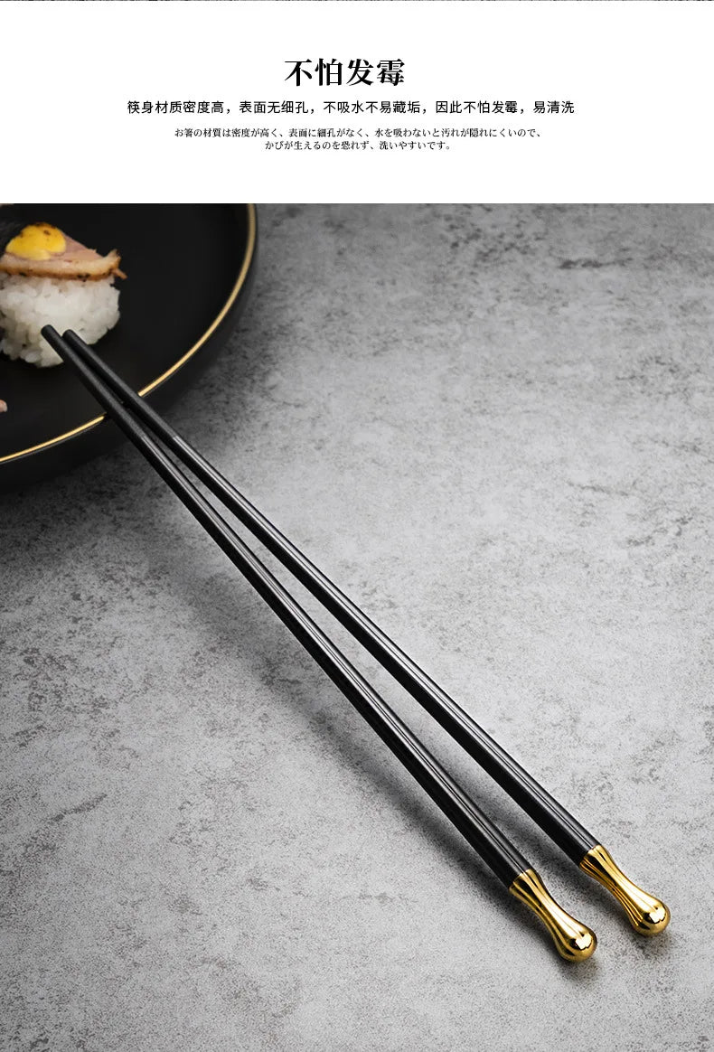 5 Pairs Japanese Chinese chopsticks Sushi Sticks Reusable  Korean Chopsticks Set Healthy Alloy Tableware Palillos Chinos