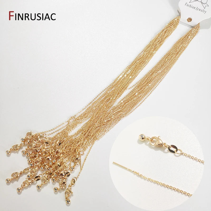 Wholesale 18K real gold plated chain for necklace making, 1.6mm thickness Spring clasp chain for Jewelry Making