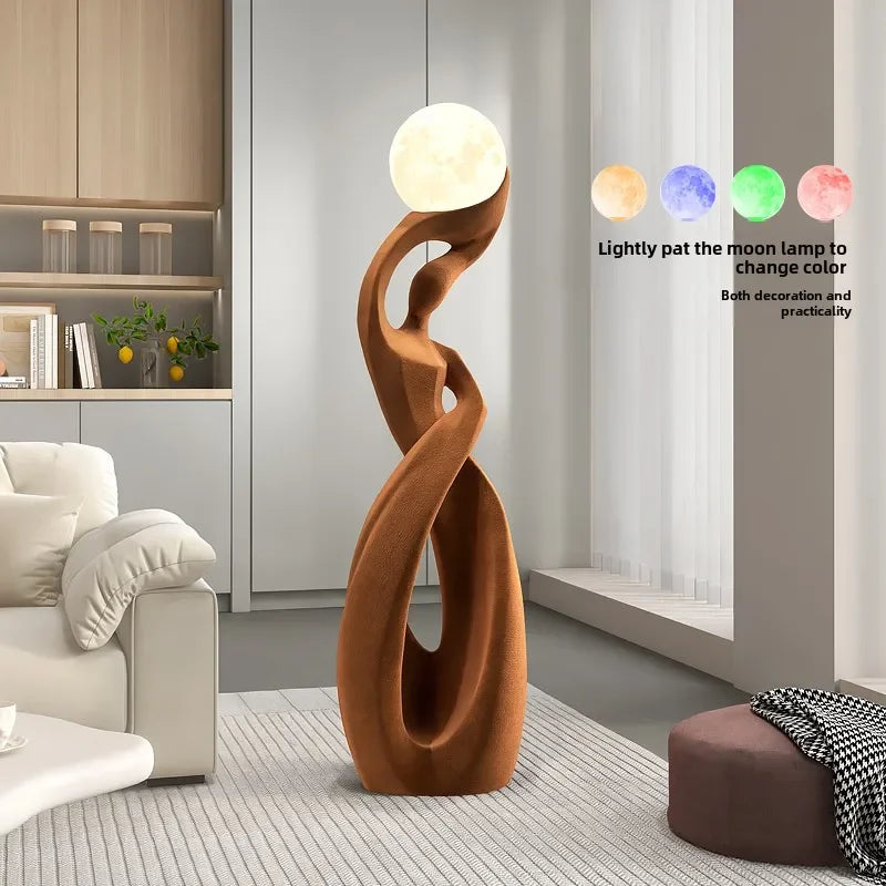 120CM Home Decor Maid Statue Abstract Art Ornaments Nordic Living Room Large Floor Luminous Sculpture Gift Interior Figurines