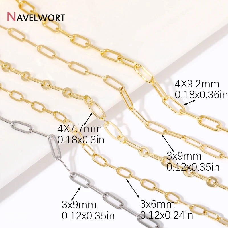 1Meter/Lot 14K Gold Plated Brass Square Bulk Chains,Gold Color Square Link Chains For Necklace Making Supplies,DIY Accessories