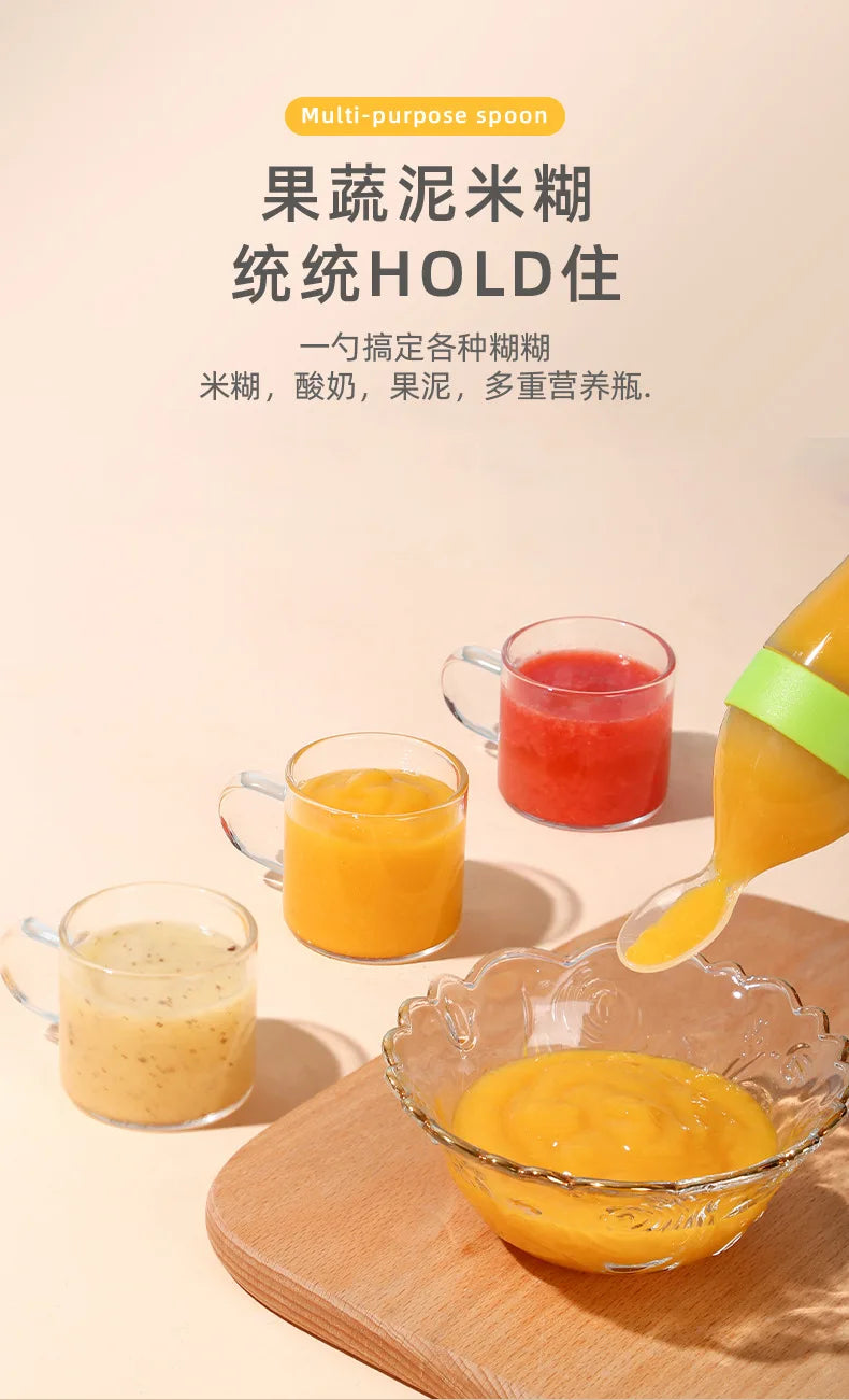 Squeezing Feeding Bottle Silicone Newborn Baby Training Rice Spoon Infant Cereal Food Supplement Feeder Safe Tableware Tools