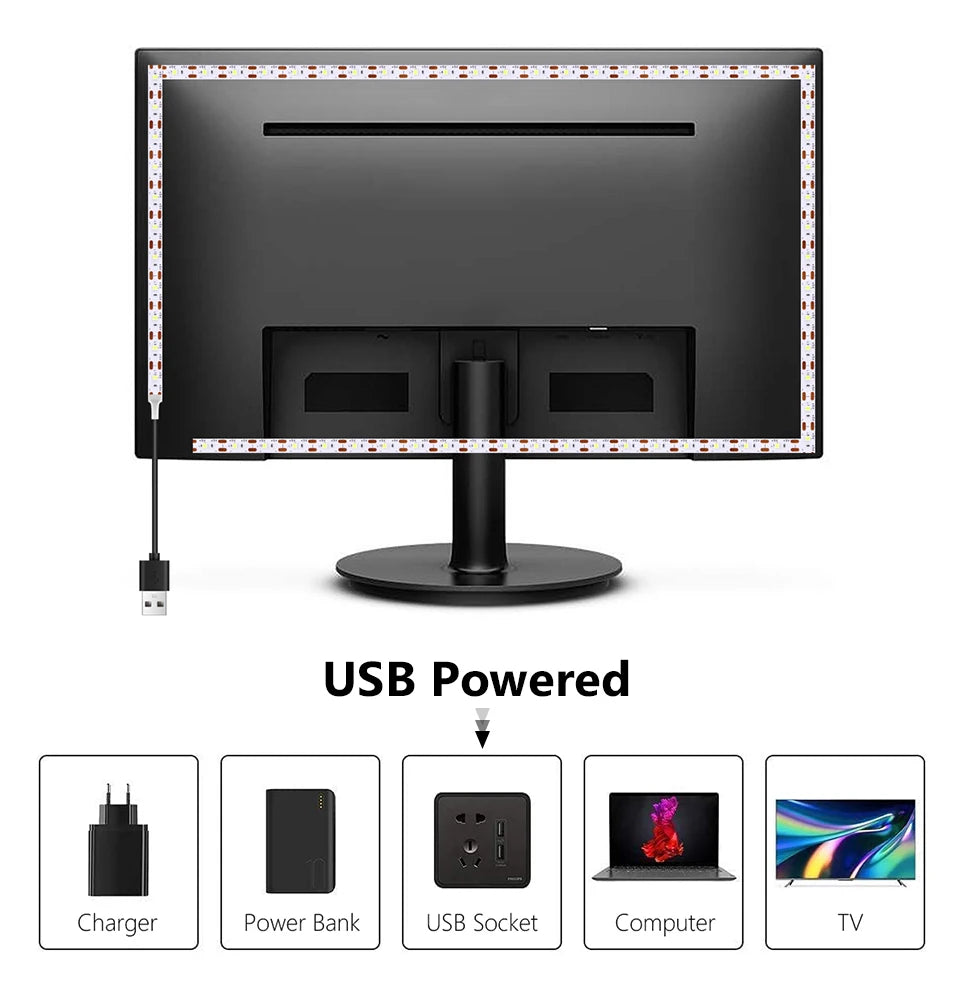 Energy-Saving DC 5V 2835 USB LED Diode Strip Light Suitable For TV Backlight Makeup Mirror Living Room Night Lighting Decoration