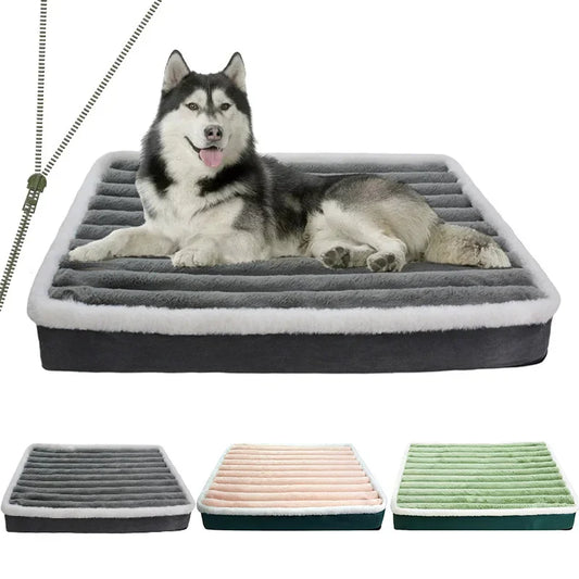 Short Plush Dog Bed with Non-slip Bottom Orthopedic Foam Dog Bed Removable Cover for Large Medium Small Dogs Machine Washable