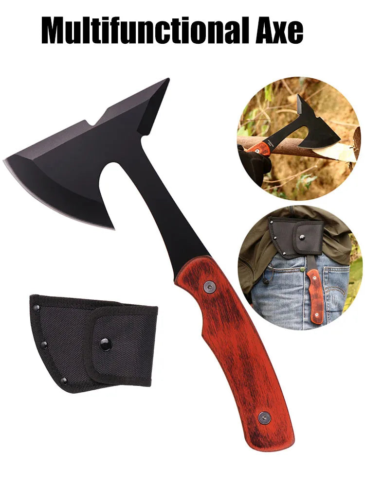 Survival Hunting Tomahawk Axe Multifunctional Axe Hatchet Camping Hand Fire Stainless Steel Axe Bone Knife Outdoor Survival Tool