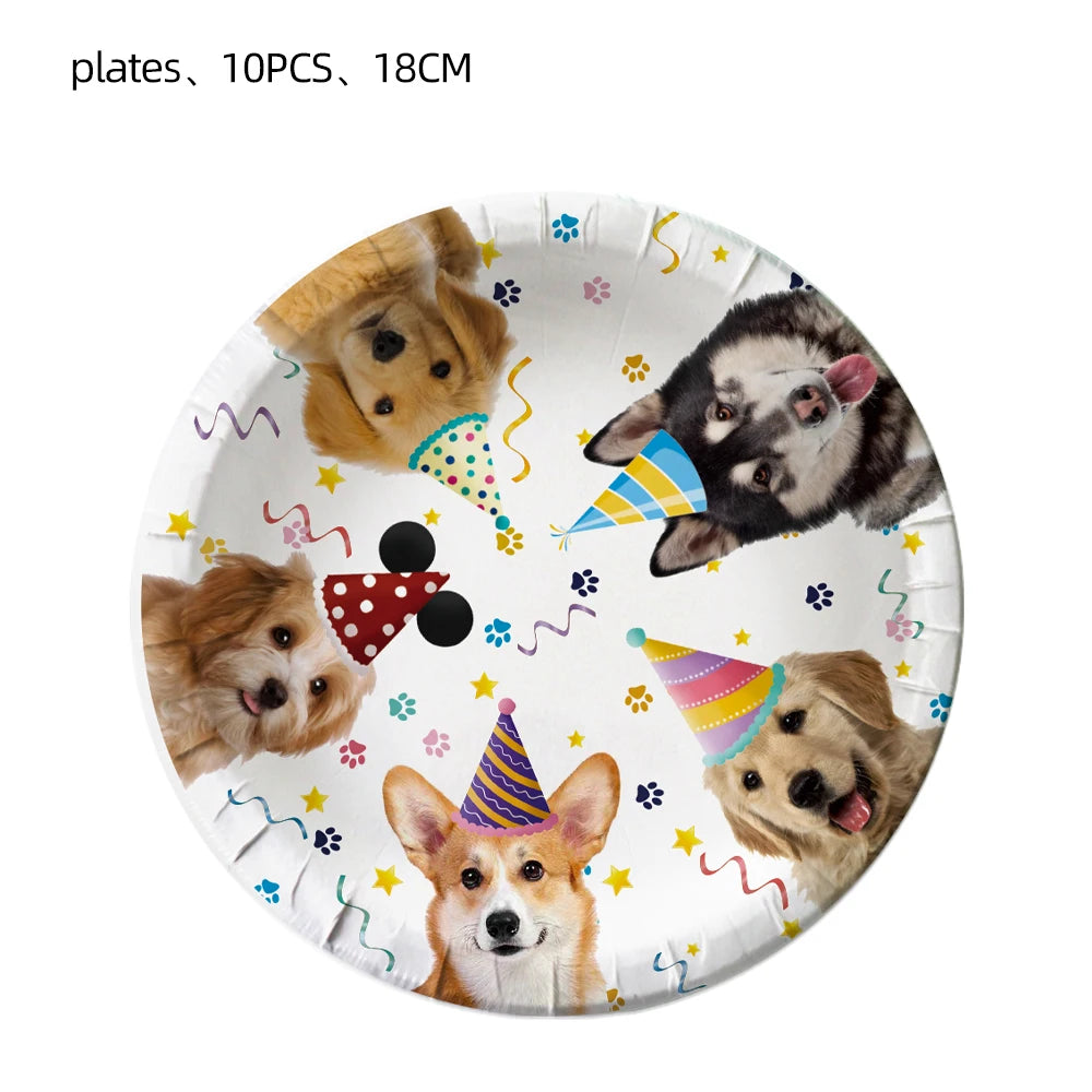 Dog Birthday Party Supplies Cute Puppy Birthday Party Supplies for kids Includes Dog Party Decorations Paper Plates Banner Hangi