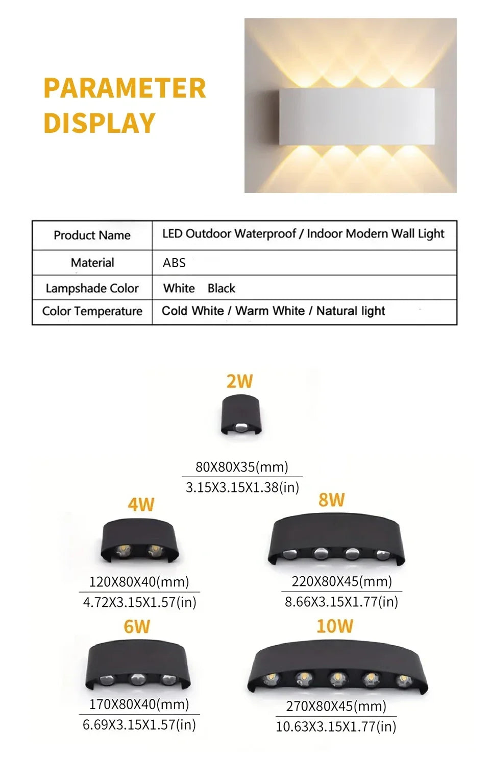 LED Wall Lamp Outdoor Waterproof IP66 Interior Wall Light 2W 4W 6W 8W 10W minimalist creative bedroom bedside lamp