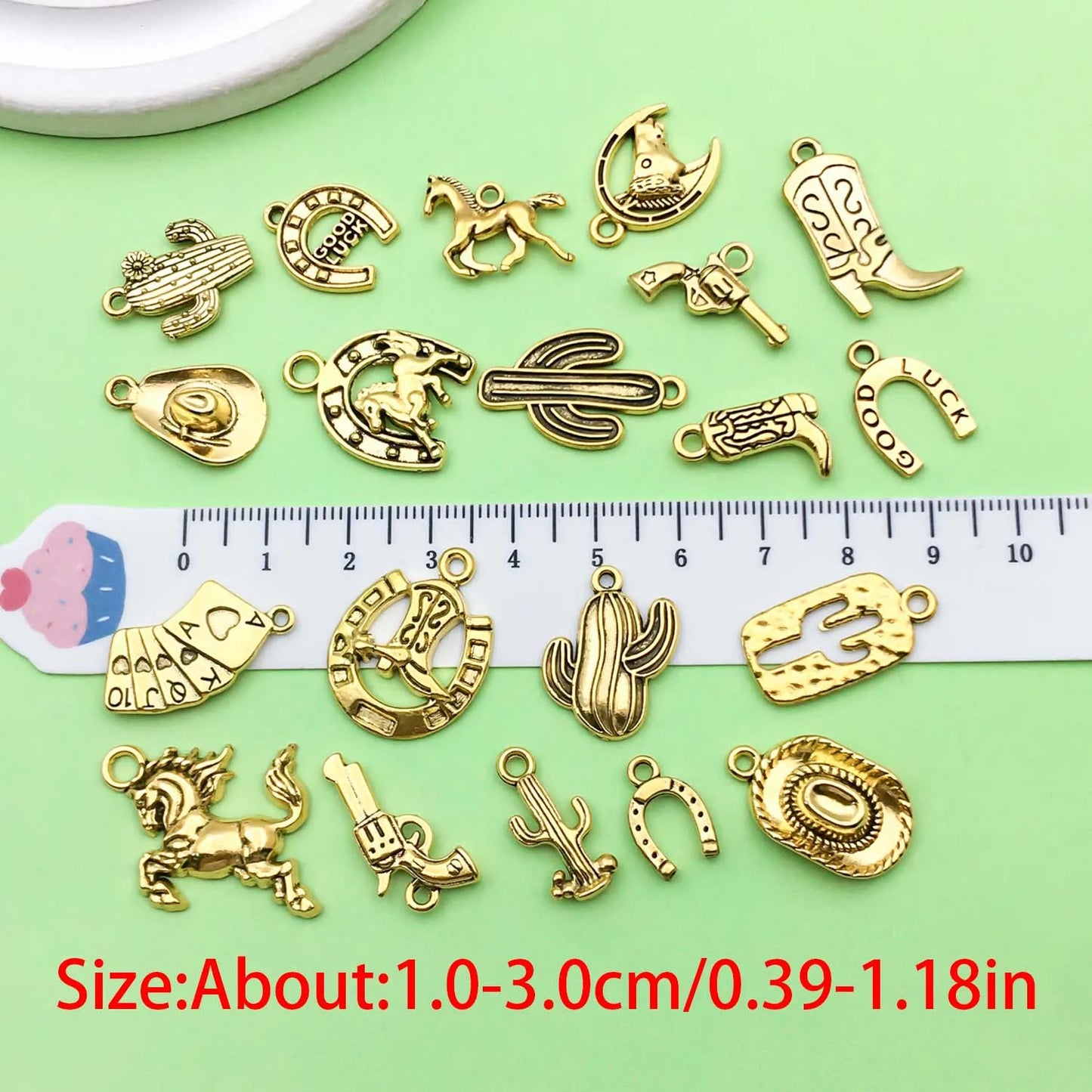 20pcs Western Cowboy Charms Alloy Horseshoe, Cactus, Hat, Boots Pendants for DIY Bracelet Necklace Jewelry Making Accessories