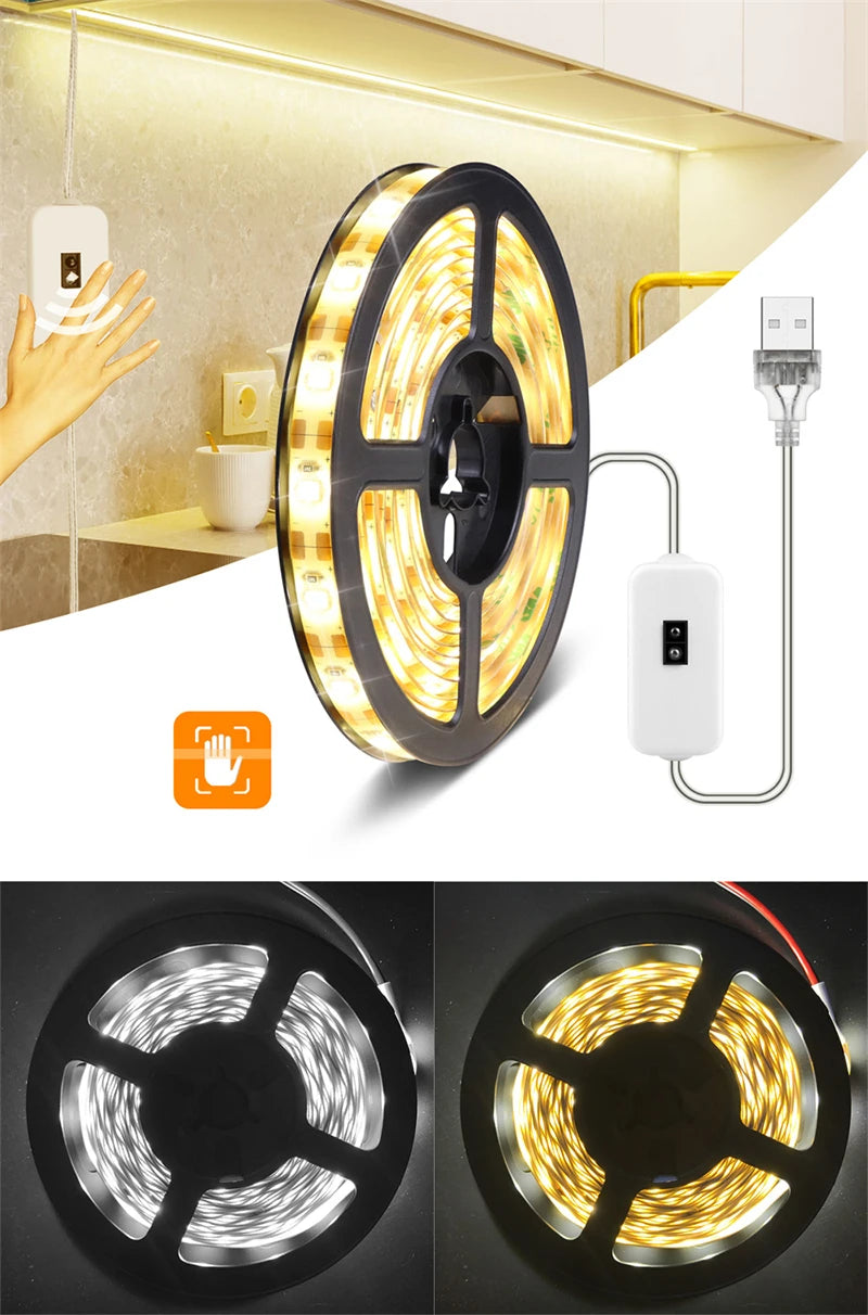 LED Strip Light Hand Sweep Waving Sensor DC 5V USB 2835 Backlight LED TV Kitchen Under Cabinet Lamp LED Light Strip Diode Lights