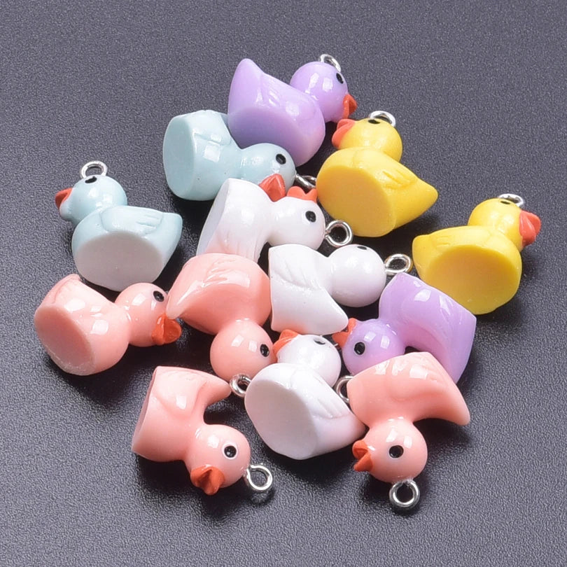 10-60pcs Cute Resin Duck Charms for Jewelry Making DIY Animal Earrings Pendants Necklaces Charms Wholesale Accessories Keychain