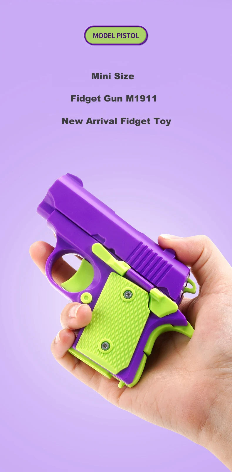 New Arrival Stress Relief ABS Plastic Mini 1911 3D Printed Gravity Fidget Gun Pistol Toy Gift Promotion Toy For Boys Kids