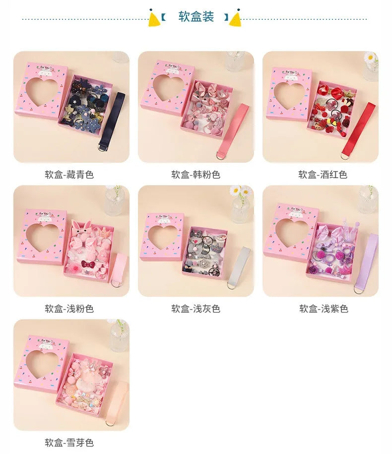 Elastic Hair Bands For Girls Cute Hair Clips Set Headwear Bow Flowers Animal Bands Cartoon Gift for Children 18pcs