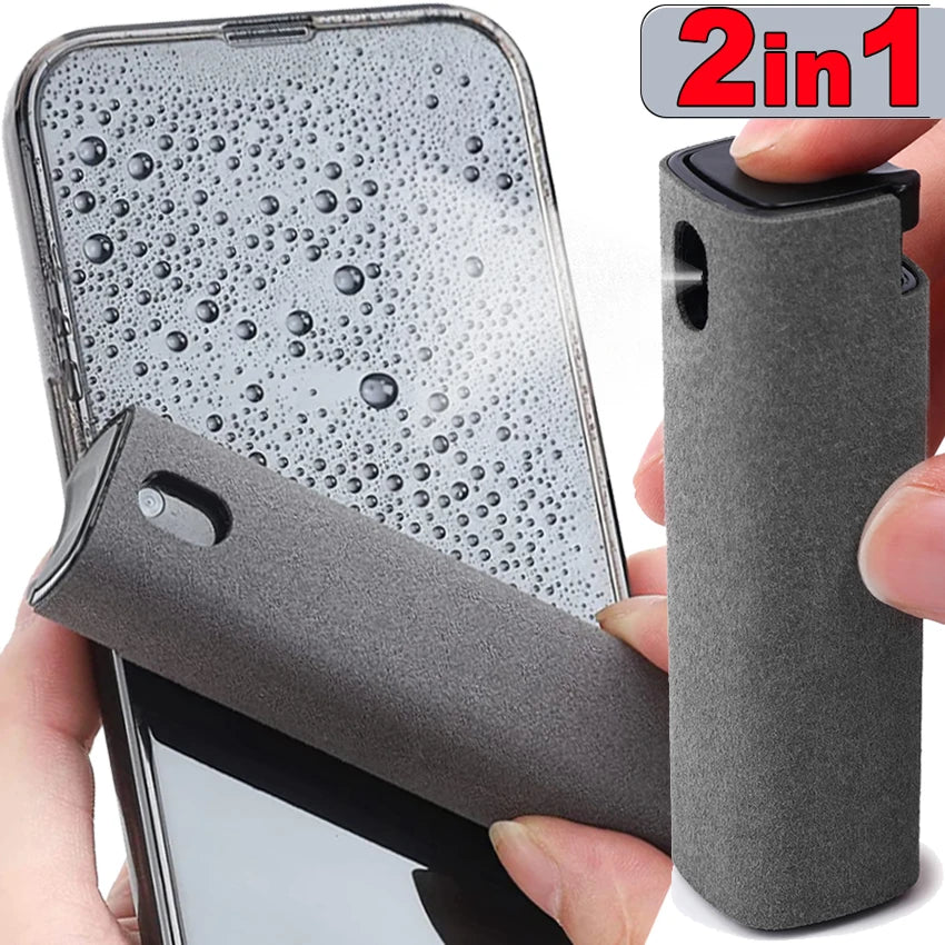 New 2in1 Microfiber Screen Cleaner Spray Bottle Set Mobile Phone Ipad Computer Cloth Wipe Iphone Cleaning Glasses Wipes