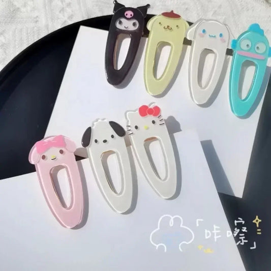 Sanrio Hairpin Pin Cartoon Hello Kitty Kuromi Girls Barrettes Bangs Clip Women Girls Hair Slid Clip Jewelry Gifts