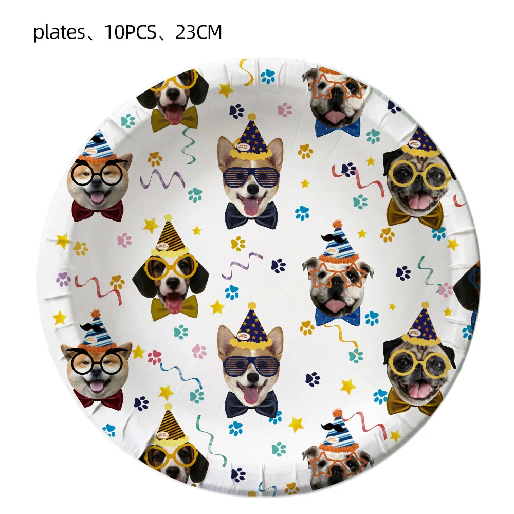 Dog Birthday Party Supplies Cute Puppy Birthday Party Supplies for kids Includes Dog Party Decorations Paper Plates Banner Hangi