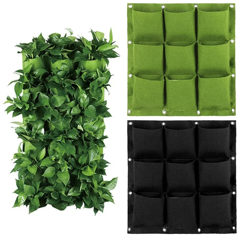 2/3/4/6/9/12 Pockets Wall Hanging Planting Pot Green black Plant Grow Planter Vertical Garden Bag Supplies Bags Garden Tool