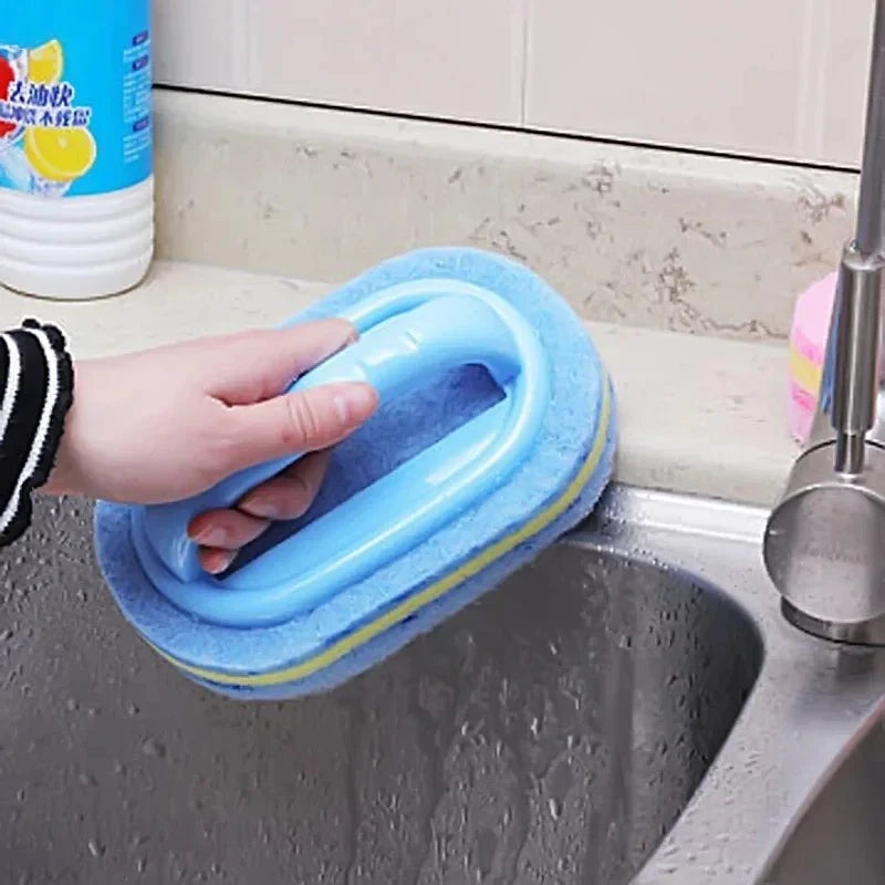 1Pc Kitchen Bathroom Cleaning Sponge Cleaning Brush Handle Tools Household Accessories Perfect For Glass Wall Toilet Ceramic