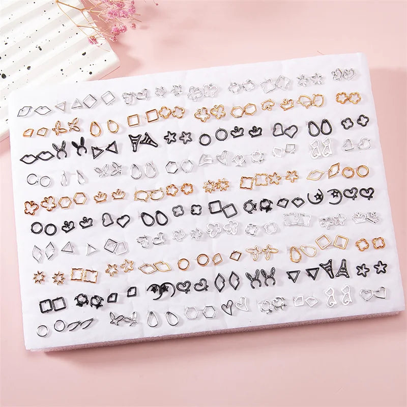 100Pair Women Acrylic Crystal Small Stud Earrings Set Girls Heart Star Animal Moon Plastic Geometric Earring Jewelry Gifts