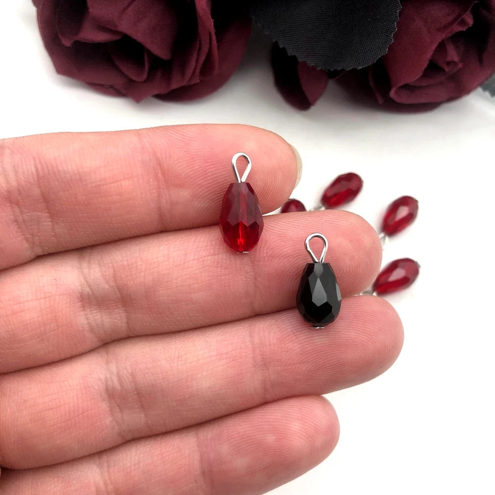 10 Pcs 8x12 Mm Black, Red, Crystal Stone Accessories, Bracelets, Necklaces, Earrings, DIY Handmade Jewelry Accessories