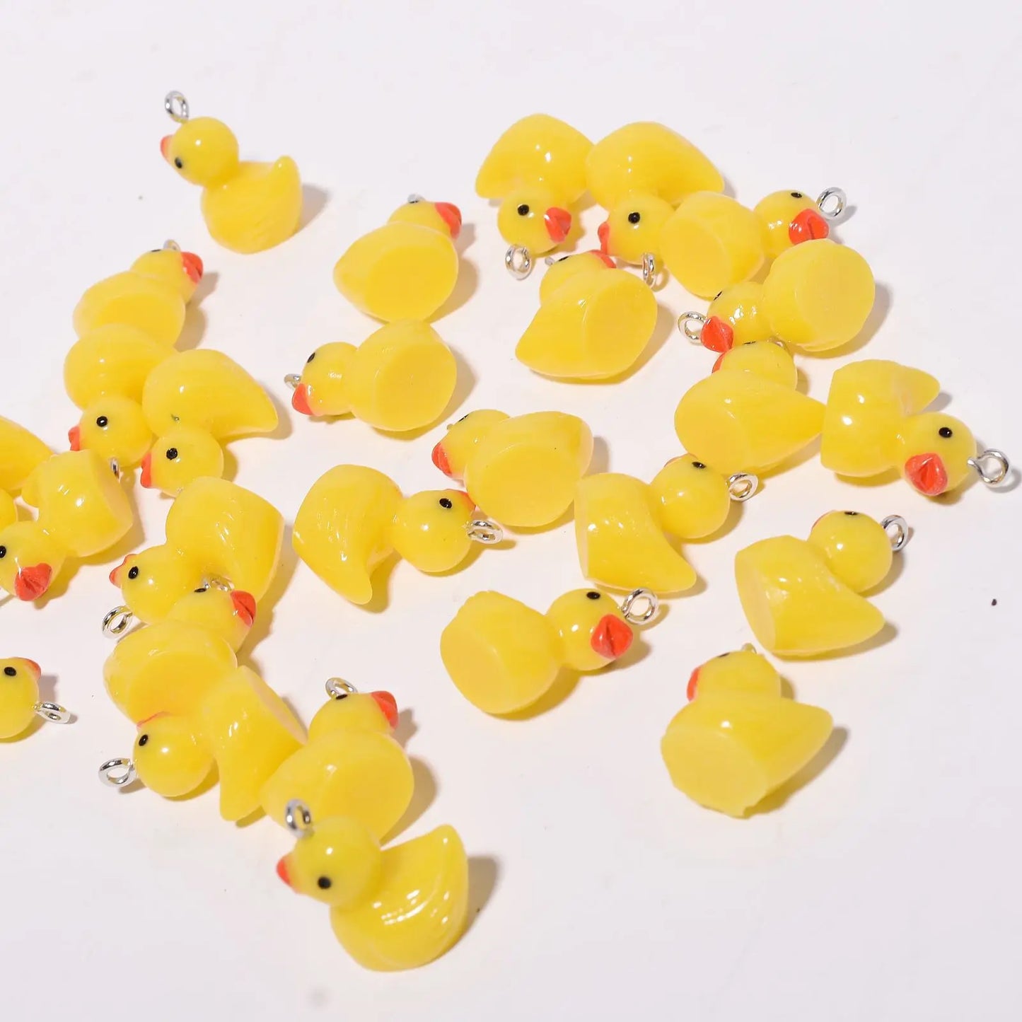 10/30/50/100pcs/Lot Yellow 3D Duck Resin Charms Cute Animal Pendant For Jewelry Making Diy Earrings Keychain Craft Accessories