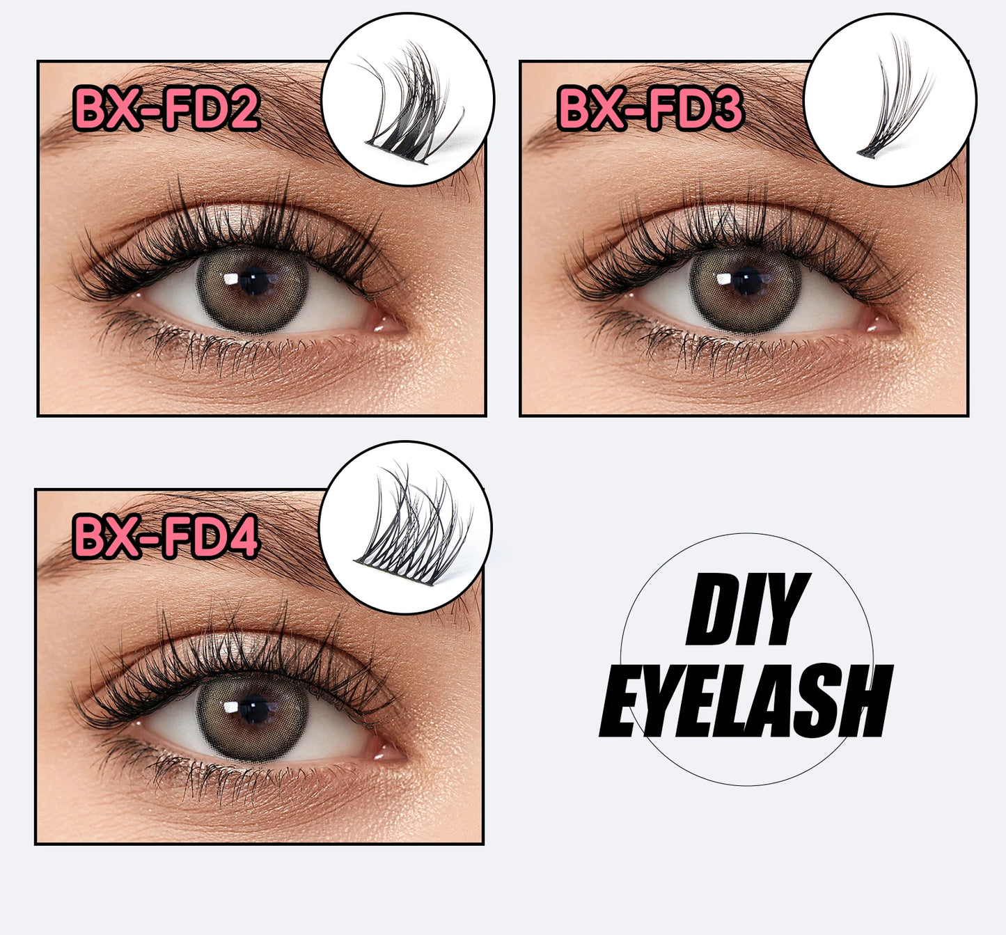 20P 30P 40P DIY Mink Eyelash Clusters Mixed Tray Individual Cat Eye 3D False Eyelash Extension Bundle Makeup Tool