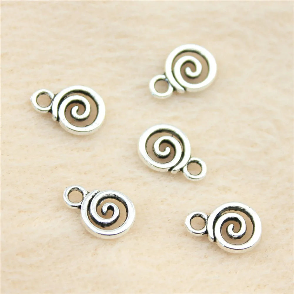 WYSIWYG 40pcs 11x8mm Swirl Charm Pendants For Jewelry Making Antique Silver Color Swirl Pendants Charm Swirl