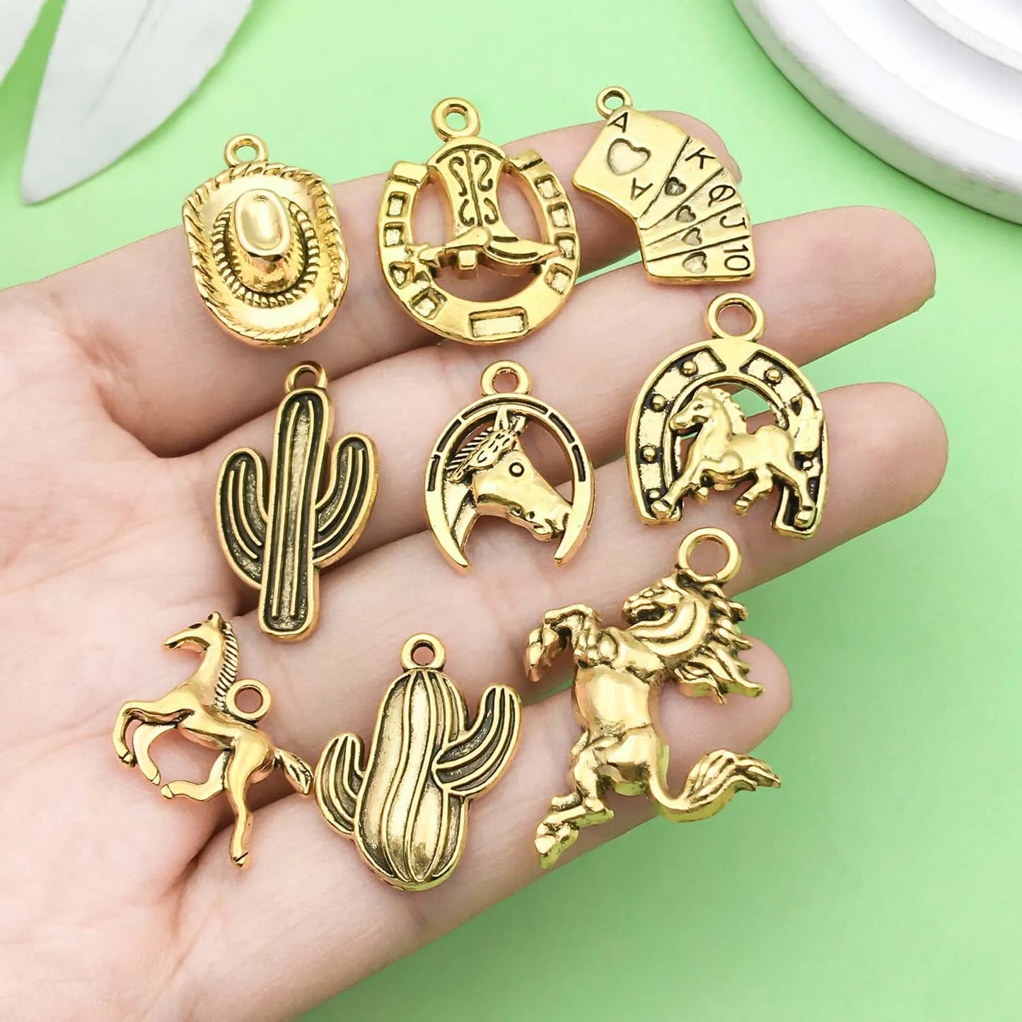 20pcs Western Cowboy Charms Alloy Horseshoe, Cactus, Hat, Boots Pendants for DIY Bracelet Necklace Jewelry Making Accessories