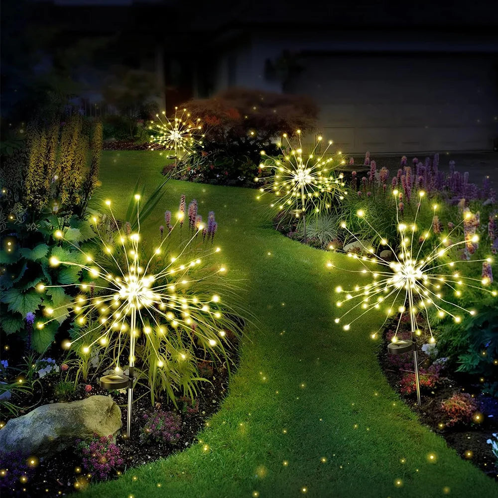 Solar Fireworks Lights IP65 Waterproof, Outdoor Festival Decorative Lights For Courtyard, Lawn, Garden Outdoor Lighting