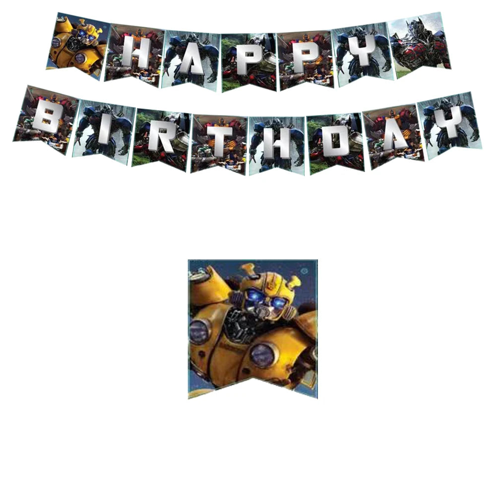 Transformation Birthday Party Decoration Set Disposable Tableware Cartoon Autobots Children's Balloon Boys' Party Supplies