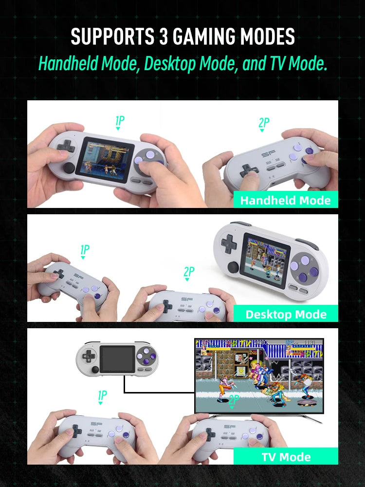 SF2000 Portable Handheld Game Console 3 Inch IPS Retro Game Consoles Built-in 6000 Games Retro Video Games For Kids