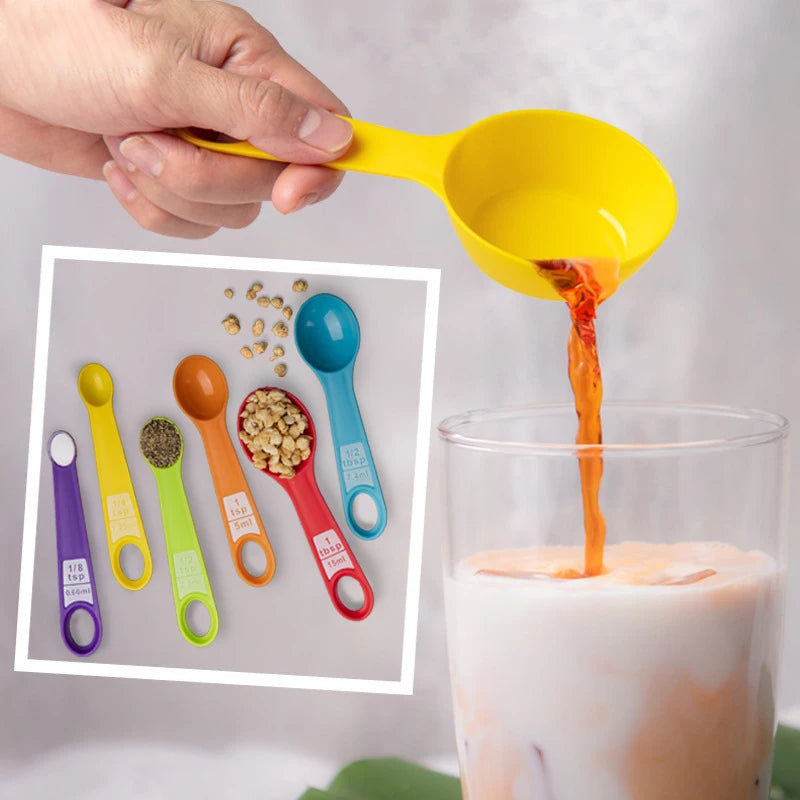 12pcs Baking Tools Kitchen Measuring Spoon Set Plastic Measuring Cup With Scale Measuring Milk  Coffee Spoon Kitchen Gadgets