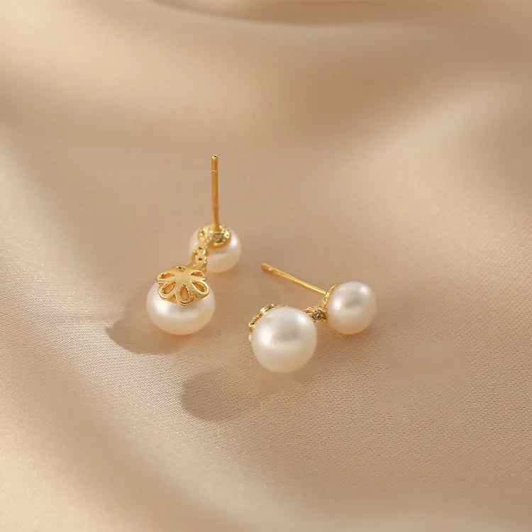 Minar Delicate Irregular Freshwater Pearl Earring For Women Gold Color Metal Hanging Drop Earrings Statement French Jewelry 2023