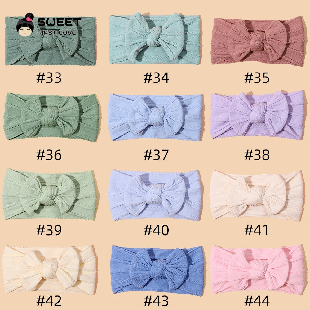 1Pcs Newborn Baby Headband For Girls Elastic Knit Children Turban Baby Bows Soft Nylon Kids Headwear Hair Accessories 32 Colors