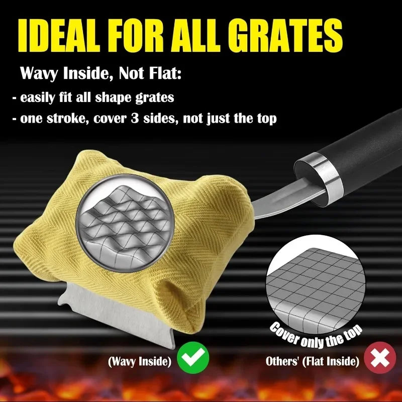 Grill Bristle Free  Reinforced Grill Cleaner Scraper Brush  Replaceable Head Barbecue Grill Cleaning Brush Safe BBQ