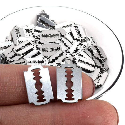 10pcs Stainless Steel Mini Hollow Blade Metal Charms Vintage Punk Barcelet Earring Pendant Accessory Diy Gothic Jewelry Make