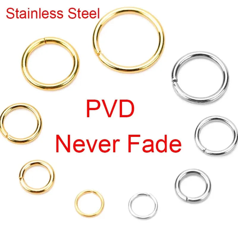 100pcs PVD Never Fade Stainless Steel Open Jump Rings 4 5 6 8 10 mm Split Rings Connectors For Necklace Bracelet Jewelry Making