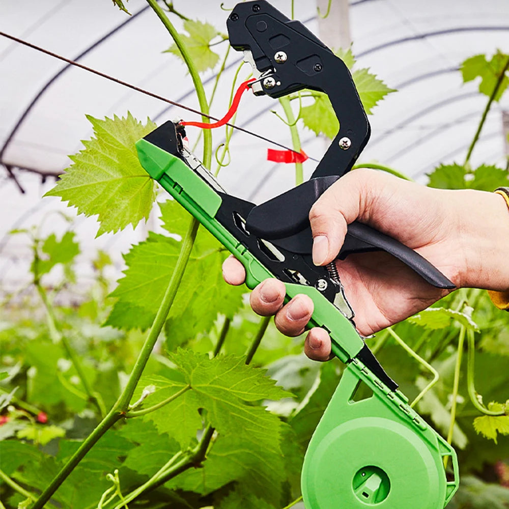 Allsome Plant Tying Machine, Gardening Tapetool with 10 Rolls of Tape and 1 Box of Staple for Vegetable, Grape, Tomato, Pepper