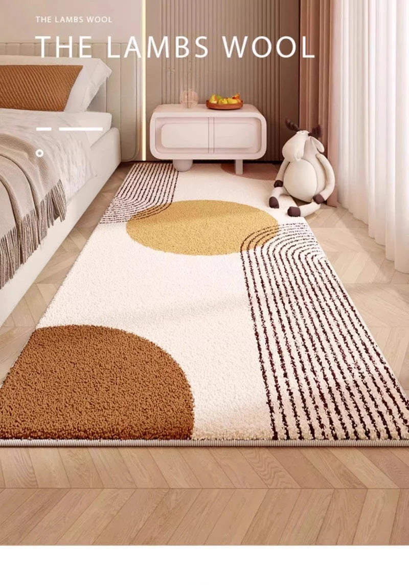 Fluffy Soft Japanese Cream Style Carpet Bedroom Bedside 2024 New Anti Slip Carpets Light Luxury High End Bedroom Waterproof Rug