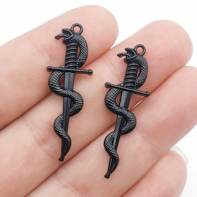 10pcs 40*13.5mm Alloy Snake Sword Charms,Snake Charm, Dagger Charm,Snake Pendant  Fit Jewelry Making DIY Jewelry Findings