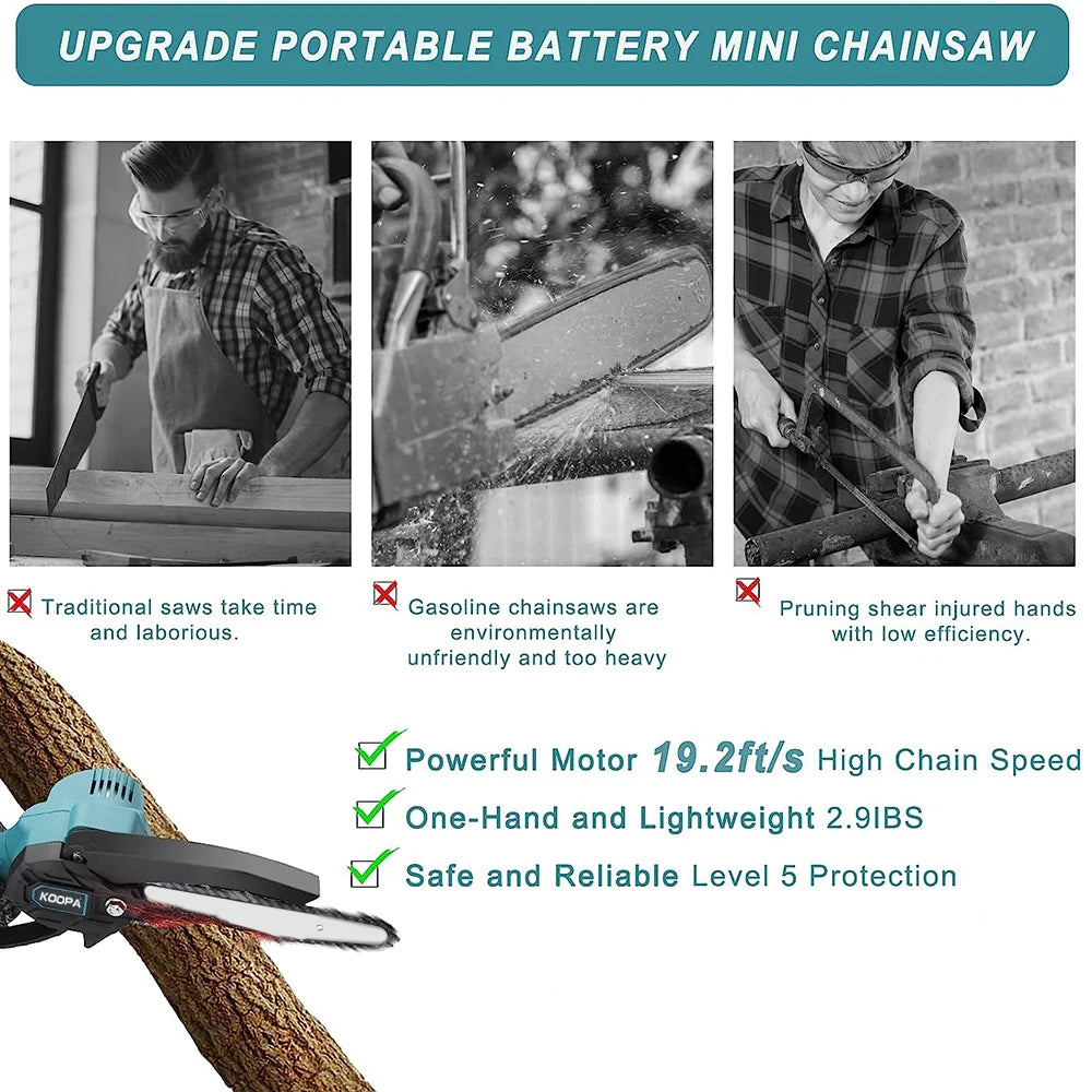 Mini Chainsaw for Makita 18v (No Battery) Woodworking with Small Handheld Electric 6-inch Logging Sawzall Mini Portable Chainsaw