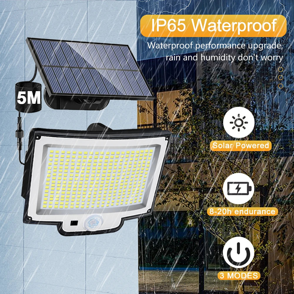 106/318 LED Solar Light Outdoor 328 LED Spotlights IP65 Waterproof Motion Sensor Human Solar Flood Security Lights 3 Modes