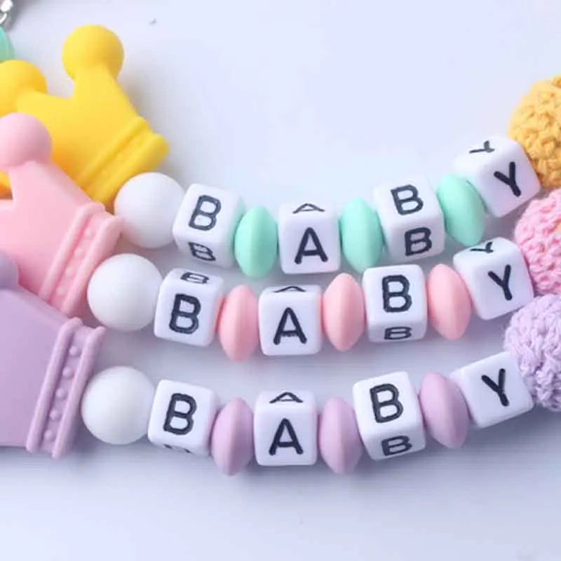 Custom Personalized Name Pacifier Chain for Baby Teether Newborn Toddler Silicone Clips Holder Baby Teething Toys Accessories