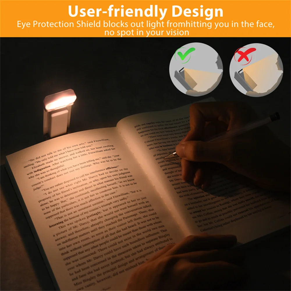 USB Rechargeable Book Reading Light Mini LED Clip on Book Light Flexible Book Lamp Bookmark Read Lamp Night Light for Bookworms