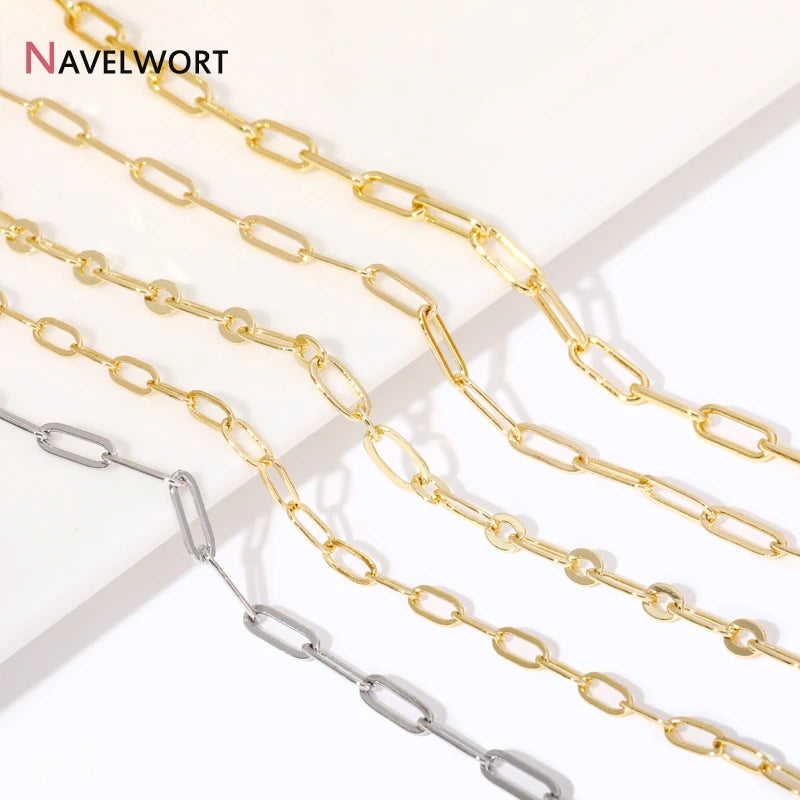 1Meter/Lot 14K Gold Plated Brass Square Bulk Chains,Gold Color Square Link Chains For Necklace Making Supplies,DIY Accessories