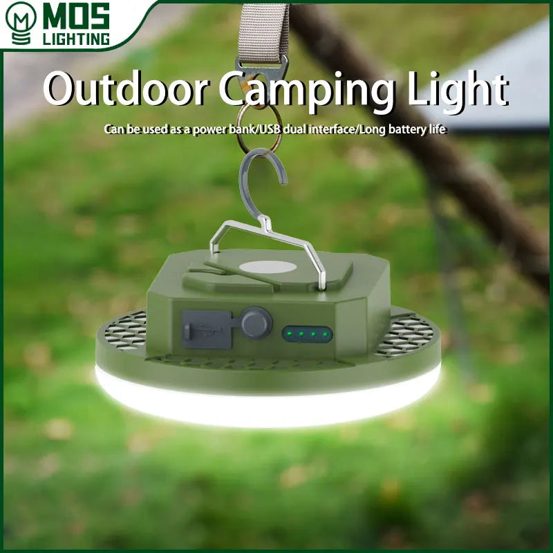 MOSLIGHTING Outdoor Camping Lantern Portable Rechargeable LED Magnet Hanging Tent Lamp Fishing Lights Household Emergency Lights