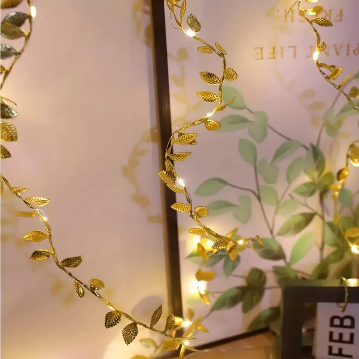 Golden Tiny Leaves Fairy Light Sliver Leaf Battery Powerd Led Copper Wire String Lights For Wedding Home Party DIY Xmas Decor