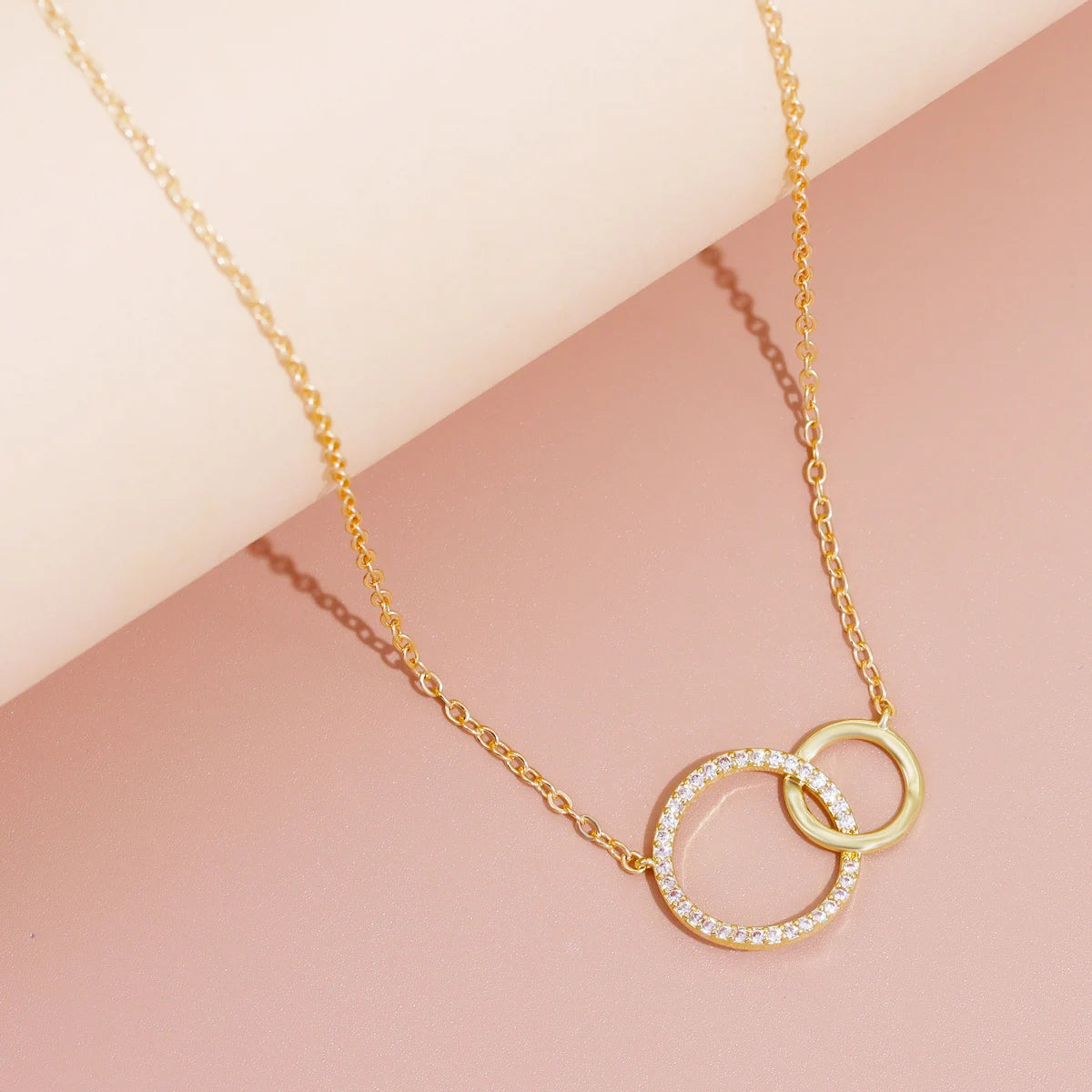 Stainless Steel Necklaces for Women Fashion Thin Chain Minimalist Dainty Double Circle Pendant Necklace on The Neck Jewelry