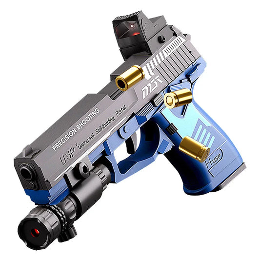 Csnoobs USP Pistol Continuous Fire With Laser Throwing Shell Empty Hanging Toy Gun Outdoor Game Launcher Christmas Gift