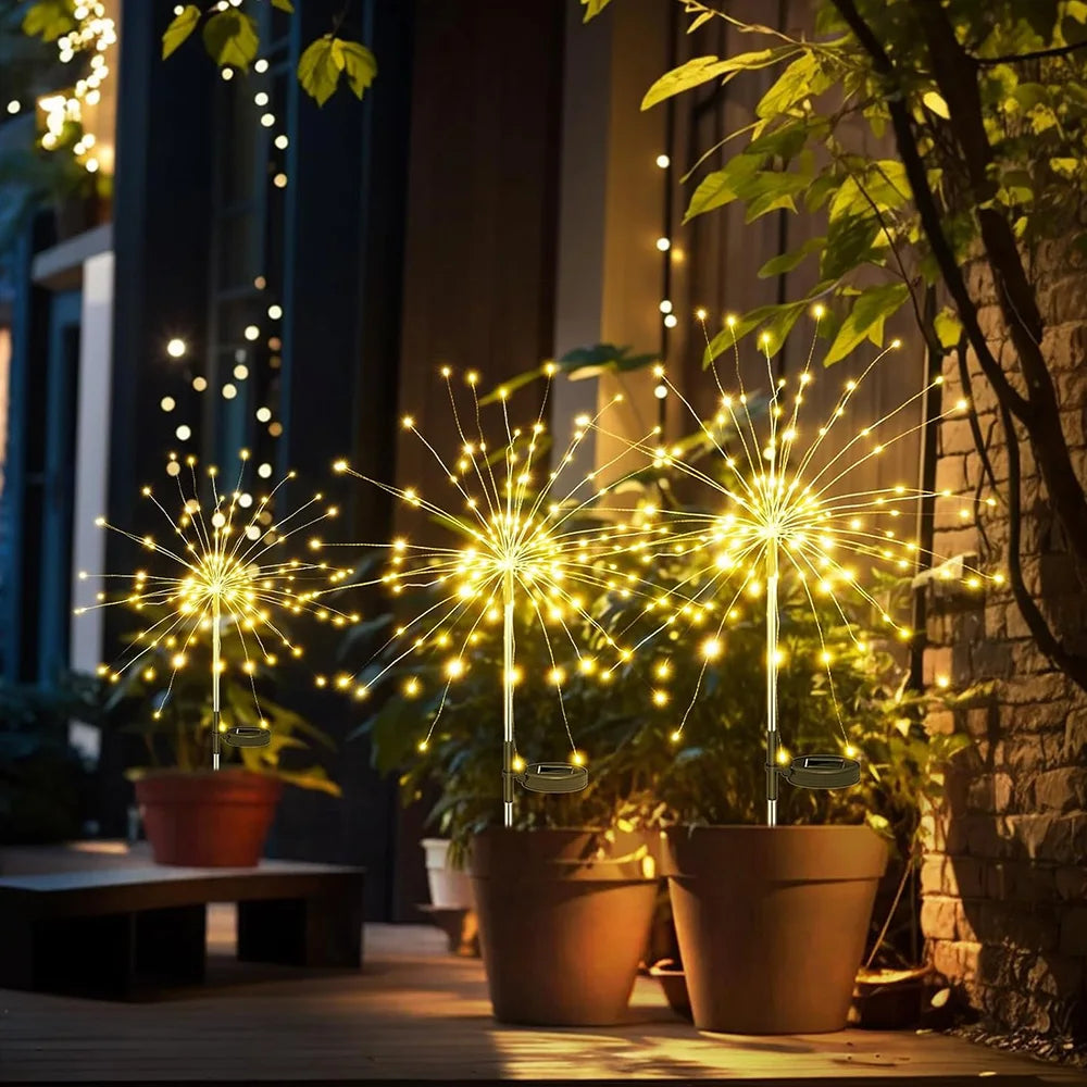 Solar Fireworks Lights IP65 Waterproof, Outdoor Festival Decorative Lights For Courtyard, Lawn, Garden Outdoor Lighting