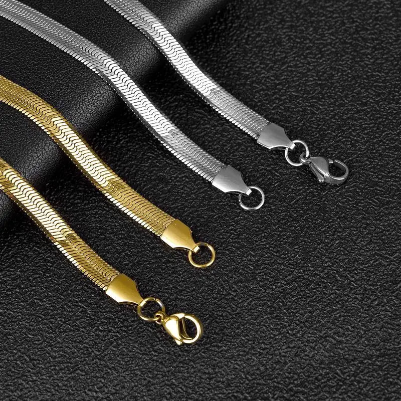 Stainless Steel Flat Necklace Waterproof Filmy Snake Chain For Men Women Various Length Choker Clavicle Necklace Jewelry Gift